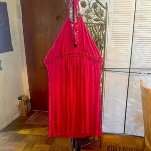 Vibrant Red Halter Dress